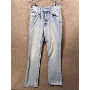 MOTHER Superior Jeans High Rise Straight Leg Light Wash Distressed 26 Ripped